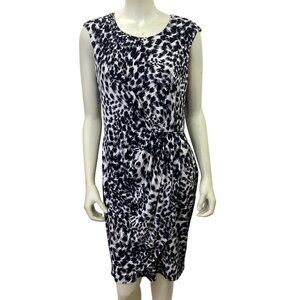 Calvin Klein Womens Sleeveless‎ Black & White Animal Print Dress 10